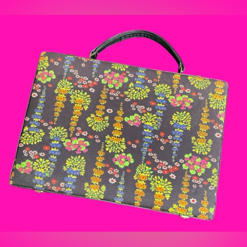 1960s Flower Power Day-Glo Attache Briefcase